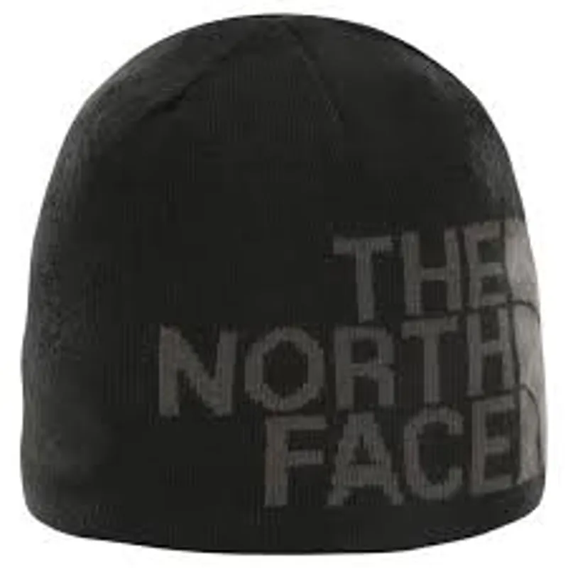The North Face Reversible Banner Beanie in TNF Black/Asphalt Grey Logo Xl Os